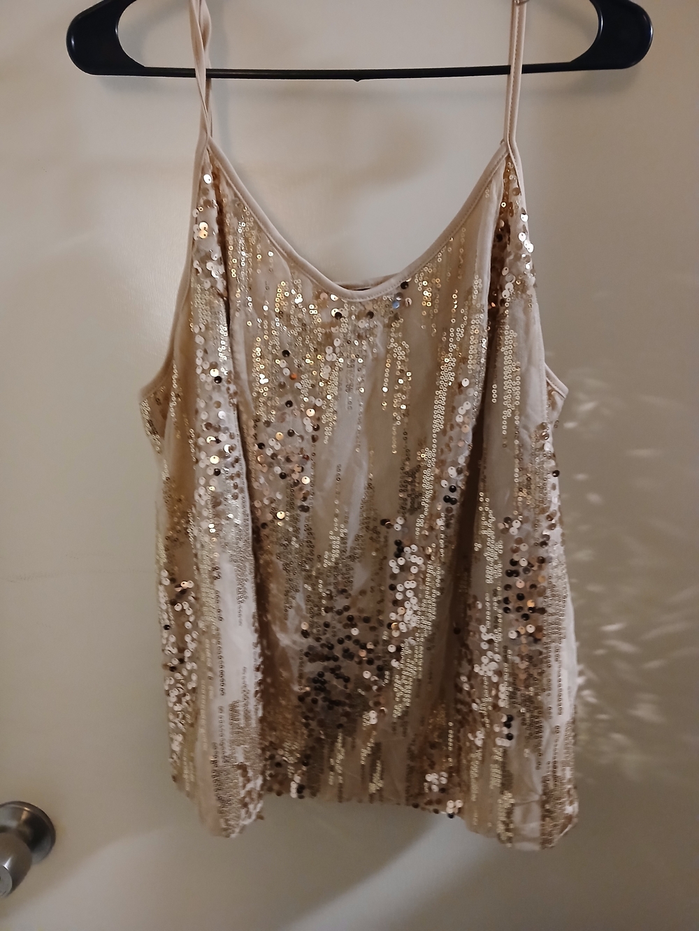 SHEIN Champagne Sequin Spaghetti Strap Camisole